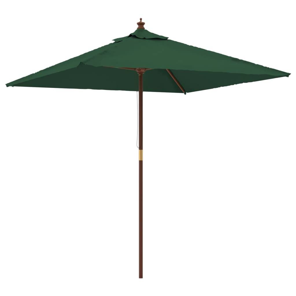 Helloshop26 - Parasol mobilier de jardin avec mât en bois 198 x 198 x 231 cm vert - Image 1
