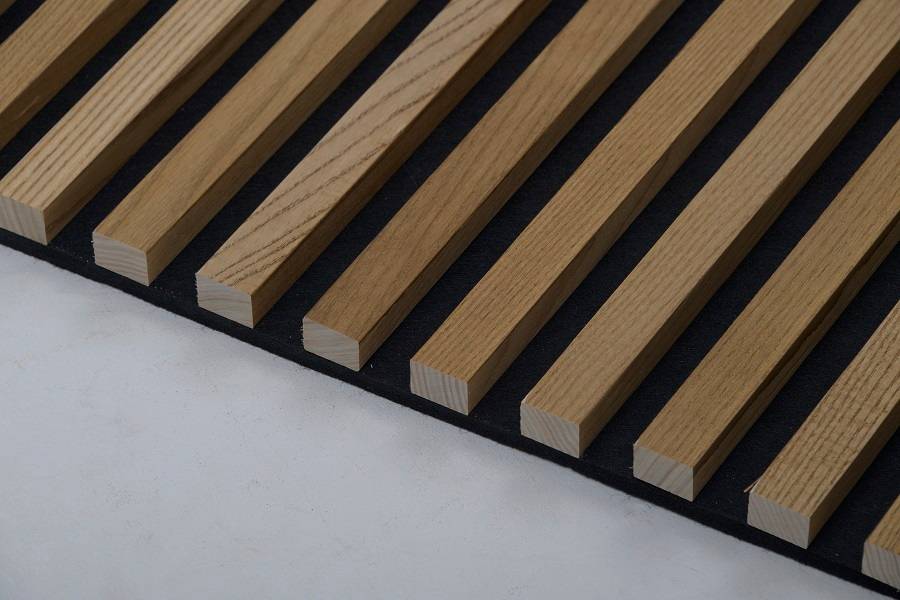 Gaspo - Panneau acoustique finition chêne en bois fond noir, 120x60 cm