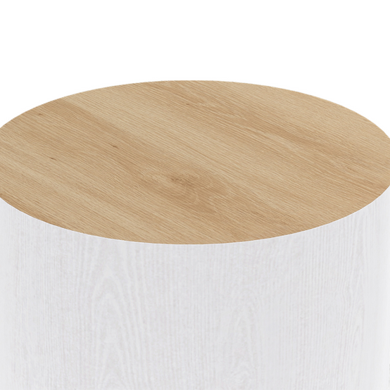 Lot de 2 tables basses cylindres gigognes GALIA bois et blanc - Image 5
