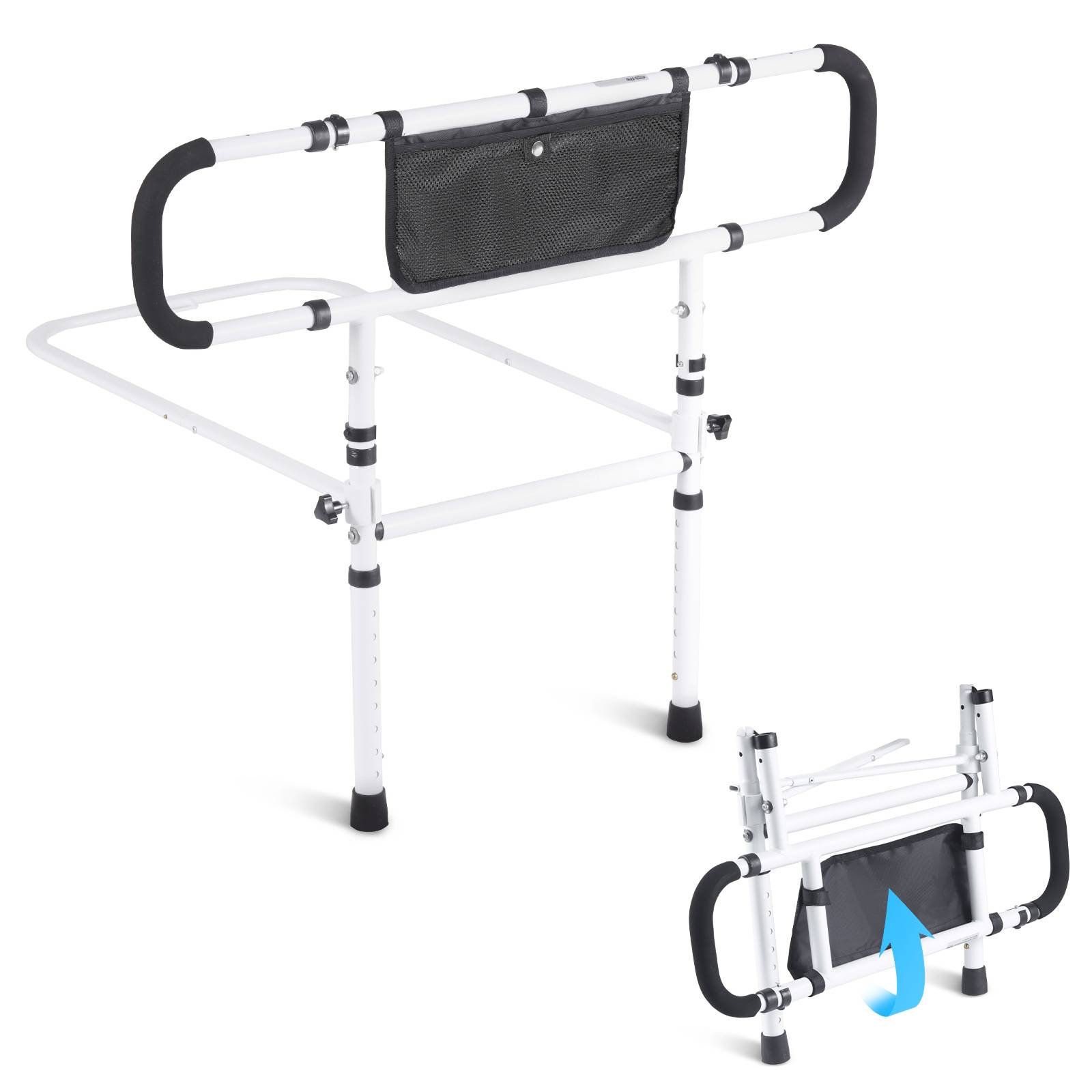 Vevor - VEVOR Barrière de lit pliable 180°, charge 204kg, poignée 4 niveaux, poche rangement, pour lit double/king.