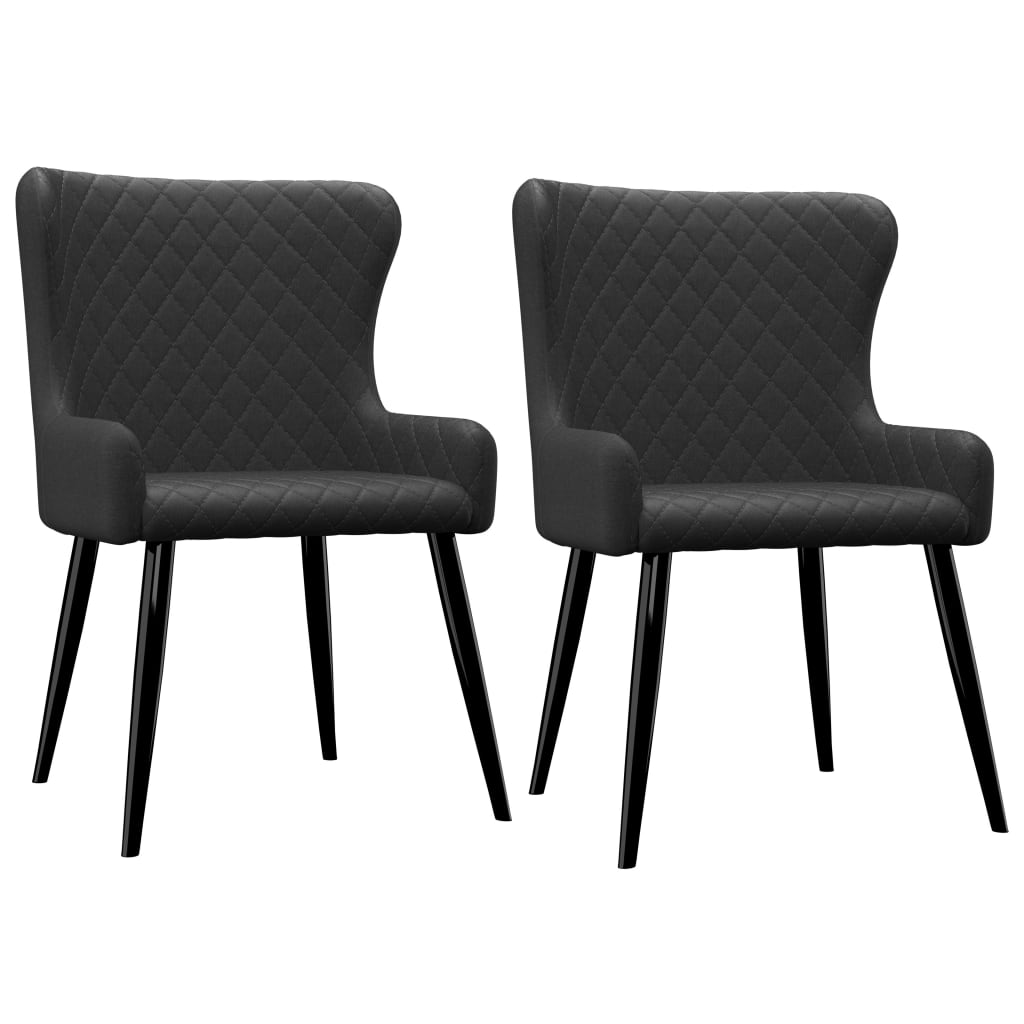 Vidaxl - Chaises à manger lot de 2 noir tissu - vidaXL - Image 2