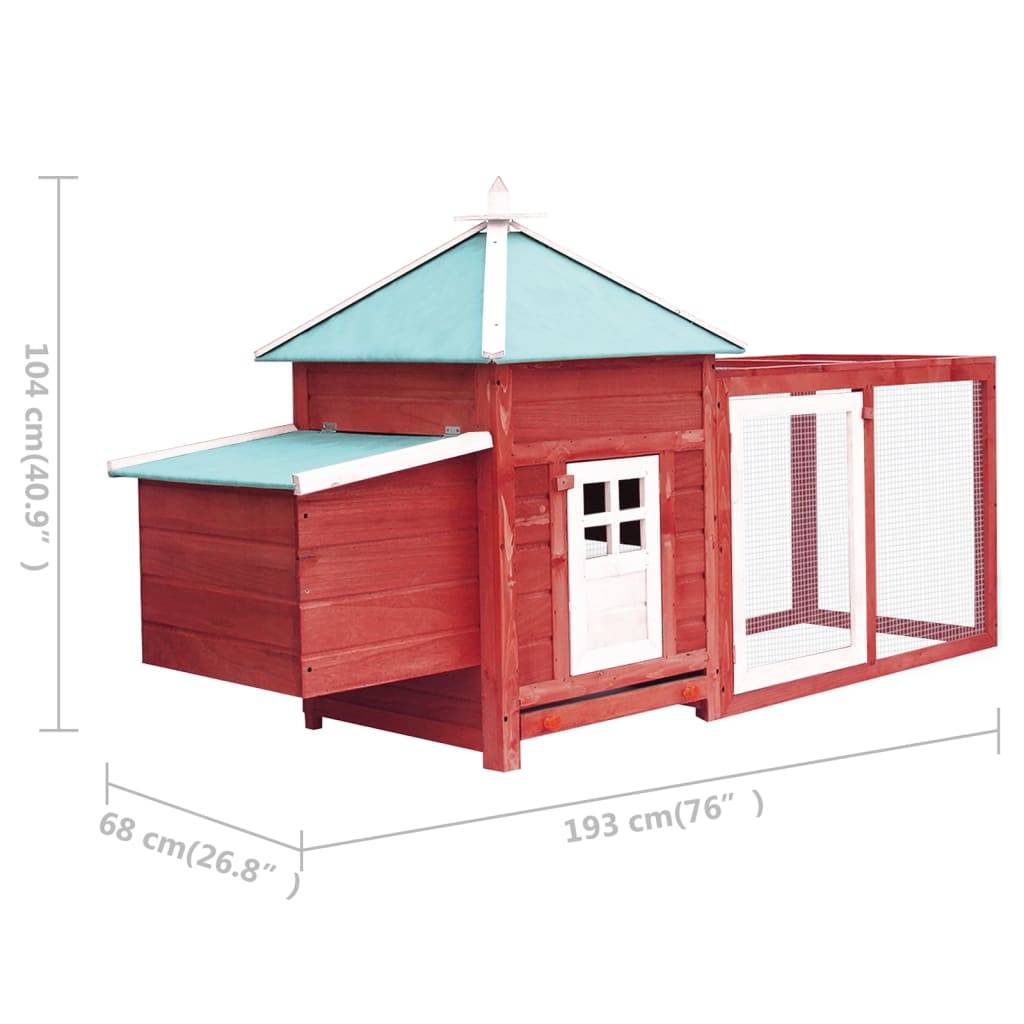Helloshop26 - Poulailler avec nichoir 193 x 68 x 104cm bois de sapin massif rouge - Image 5