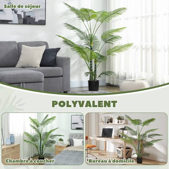 Palmier artificiel plastique intérieur décoration tropicale 170 cm vert - ComfortXL Outdoor Living - Image 7