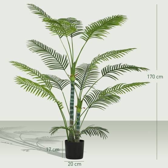 Palmier artificiel plastique intérieur décoration tropicale 170 cm vert - ComfortXL Outdoor Living - Image 5