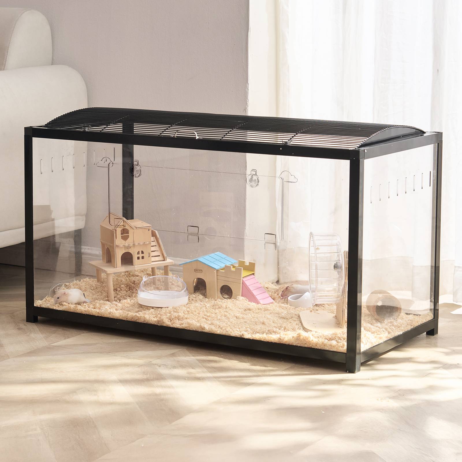 VEVOR Cage hamster 96x47x55cm transparente 360°, porte, ventilée, pour souris, rats, cochons d'Inde. - Image 8