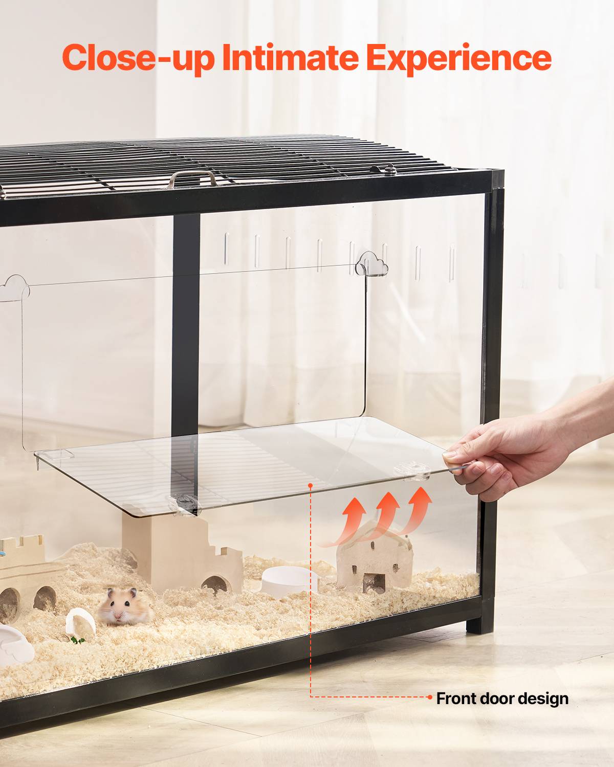 VEVOR Cage hamster 96x47x55cm transparente 360°, porte, ventilée, pour souris, rats, cochons d'Inde. - Image 6