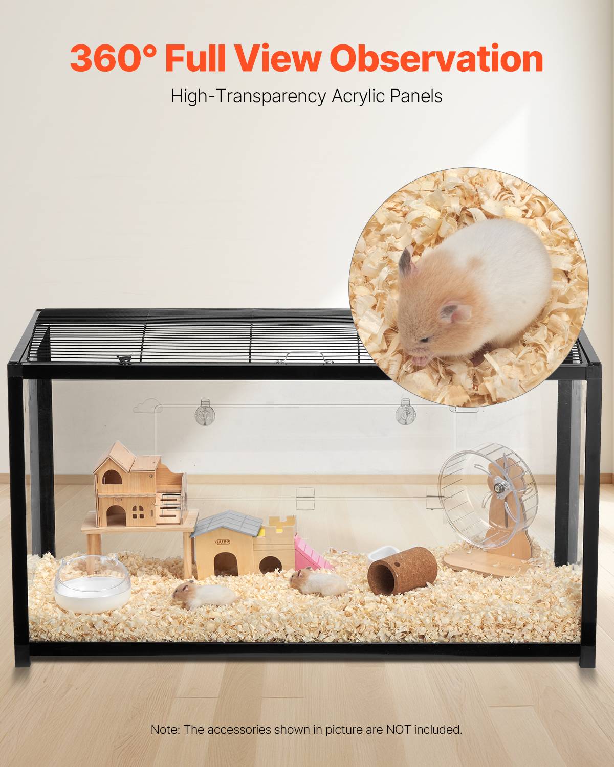 VEVOR Cage hamster 96x47x55cm transparente 360°, porte, ventilée, pour souris, rats, cochons d'Inde. - Image 5