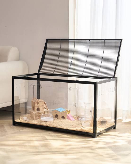 VEVOR Cage hamster 96x47x55cm transparente 360°, porte, ventilée, pour souris, rats, cochons d'Inde. - Image 1