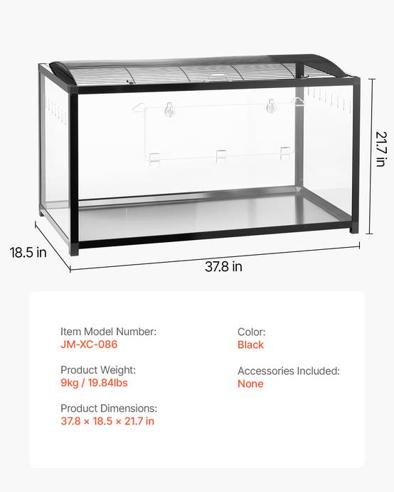 VEVOR Cage hamster 96x47x55cm transparente 360°, porte, ventilée, pour souris, rats, cochons d'Inde. - Image 7