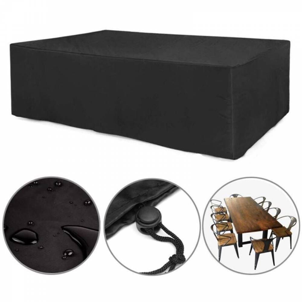 IntiMeg - Housse de protection rectangulaire noire pour table de jardin, imperméable et anti-poussière, avec sac de rangement IntiMeg - Image 1