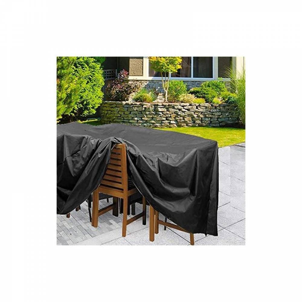 IntiMeg - Housse de protection rectangulaire noire pour table de jardin, imperméable et anti-poussière, avec sac de rangement IntiMeg - Image 5