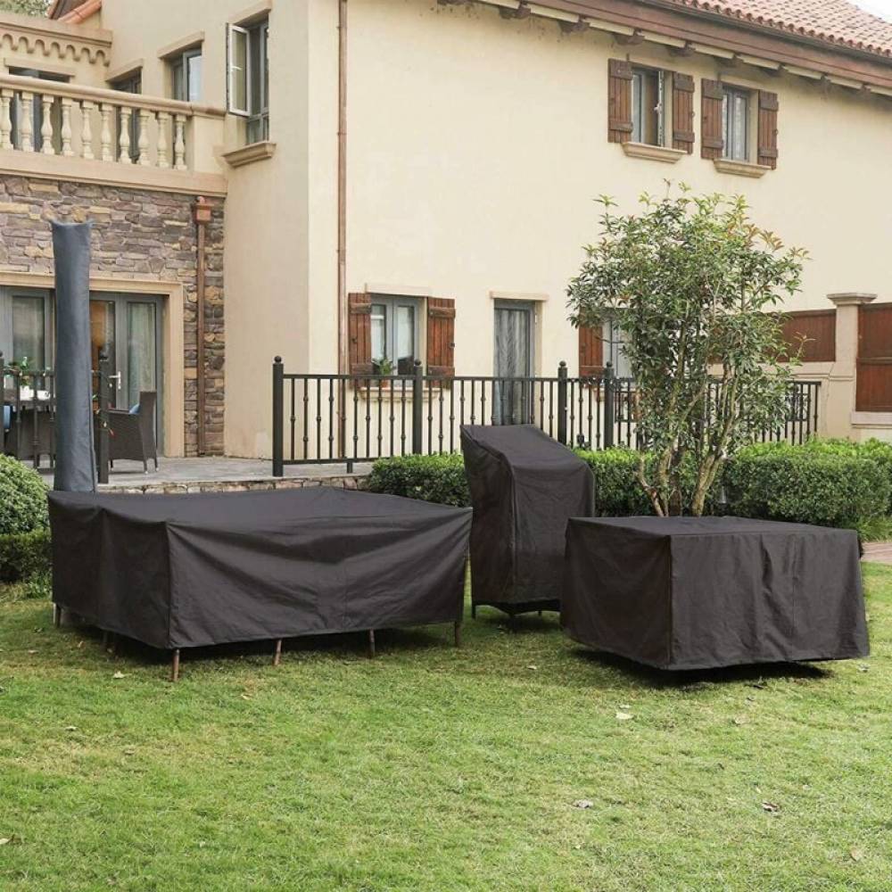 IntiMeg - Housse de protection rectangulaire noire pour table de jardin, imperméable et anti-poussière, avec sac de rangement IntiMeg - Image 2