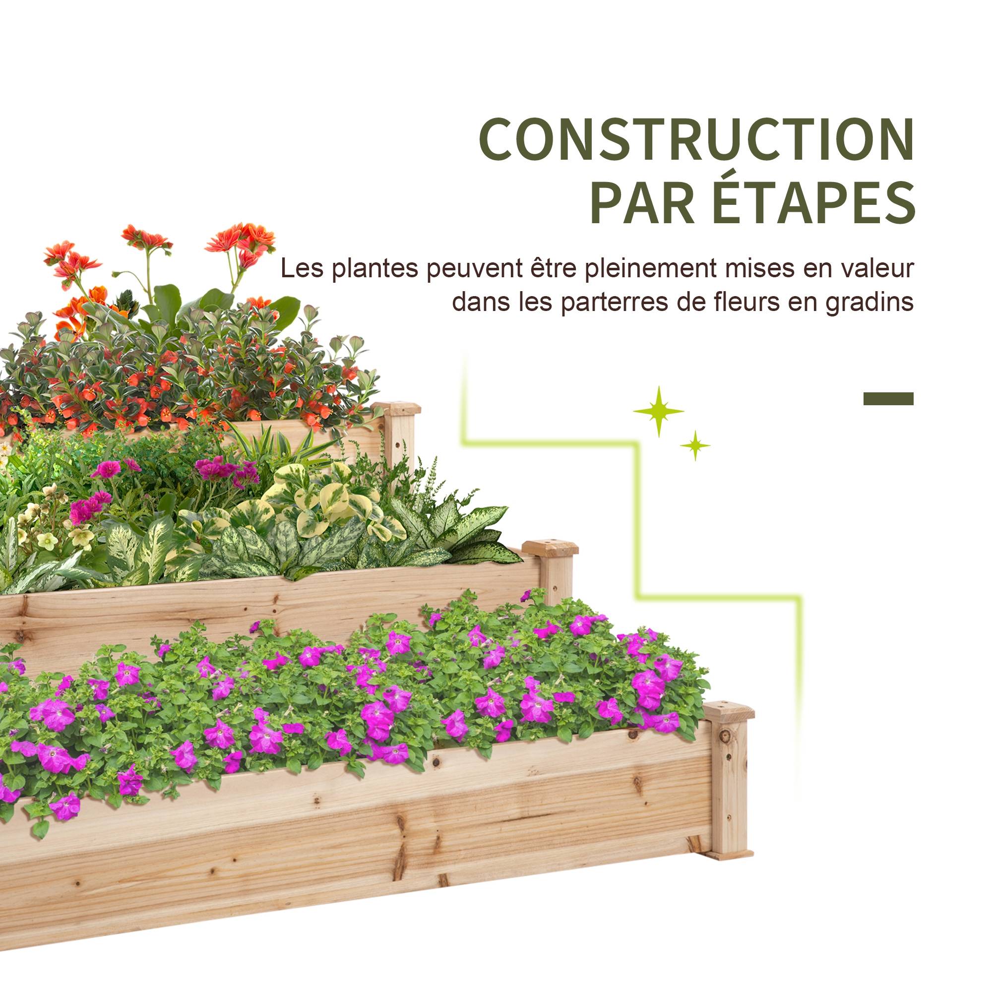 Carré potager bois massif naturel 120 x 120 x 56 cm - PANGIVO - Image 8
