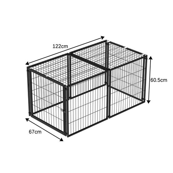 Parc modulaire pour chien acier anti-rouille porte flexible 122x67x60.5cm noir - ComfortXL Outdoor Living - Image 1