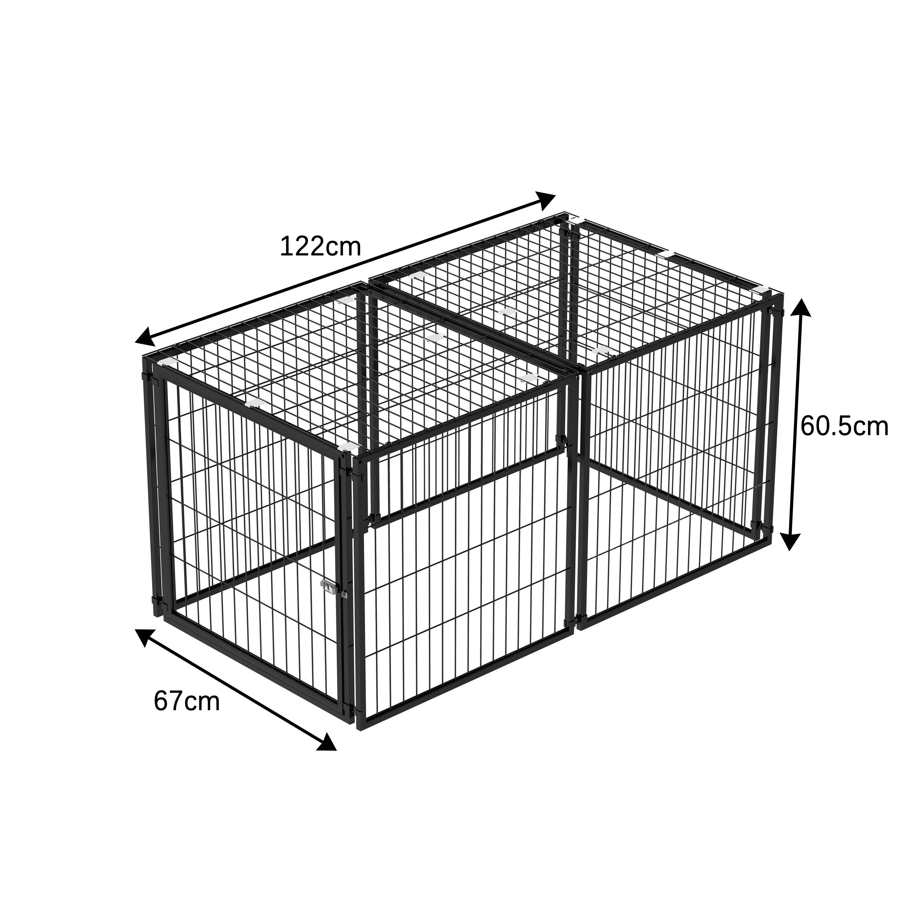 Parc modulaire pour chien acier anti-rouille porte flexible 122x67x60.5cm noir - ComfortXL Outdoor Living - Image 1