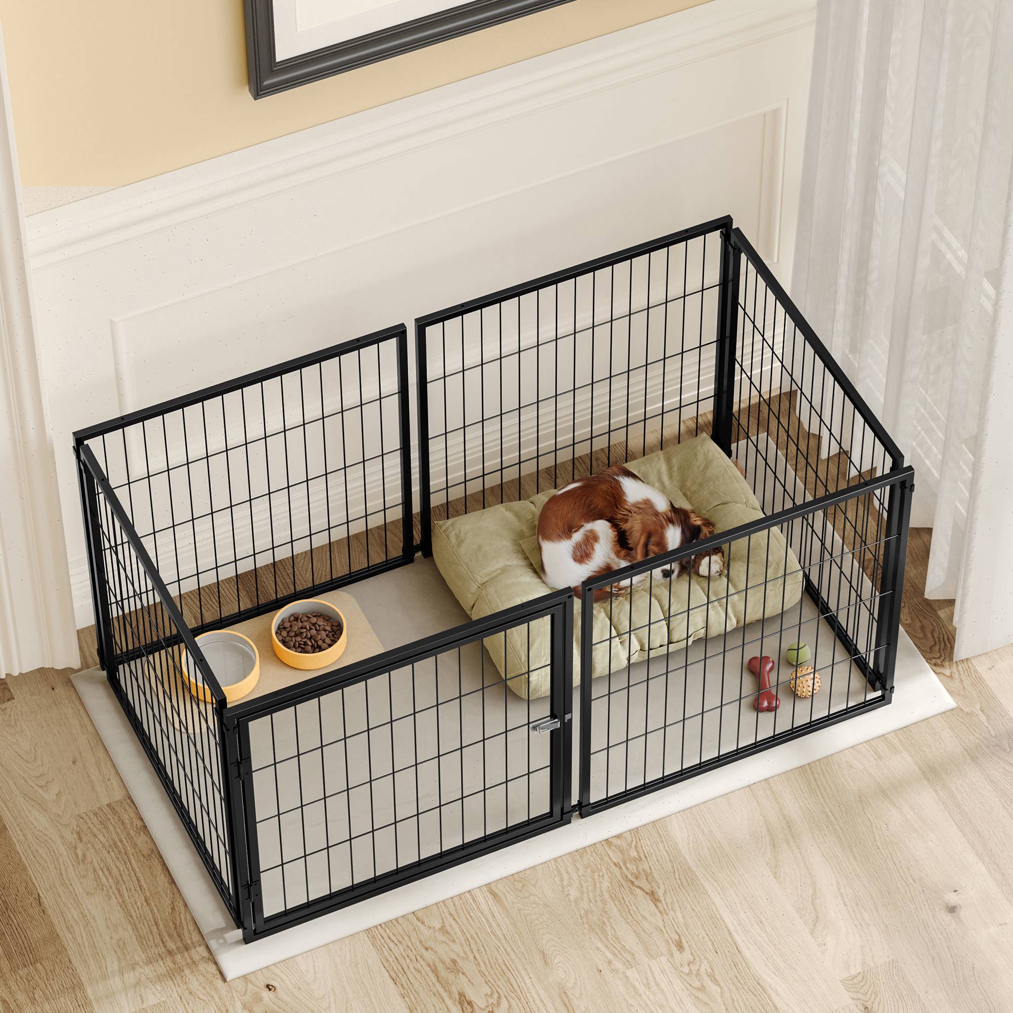 Parc modulaire pour chien acier anti-rouille porte flexible 122x67x60.5cm noir - ComfortXL Outdoor Living - Image 6