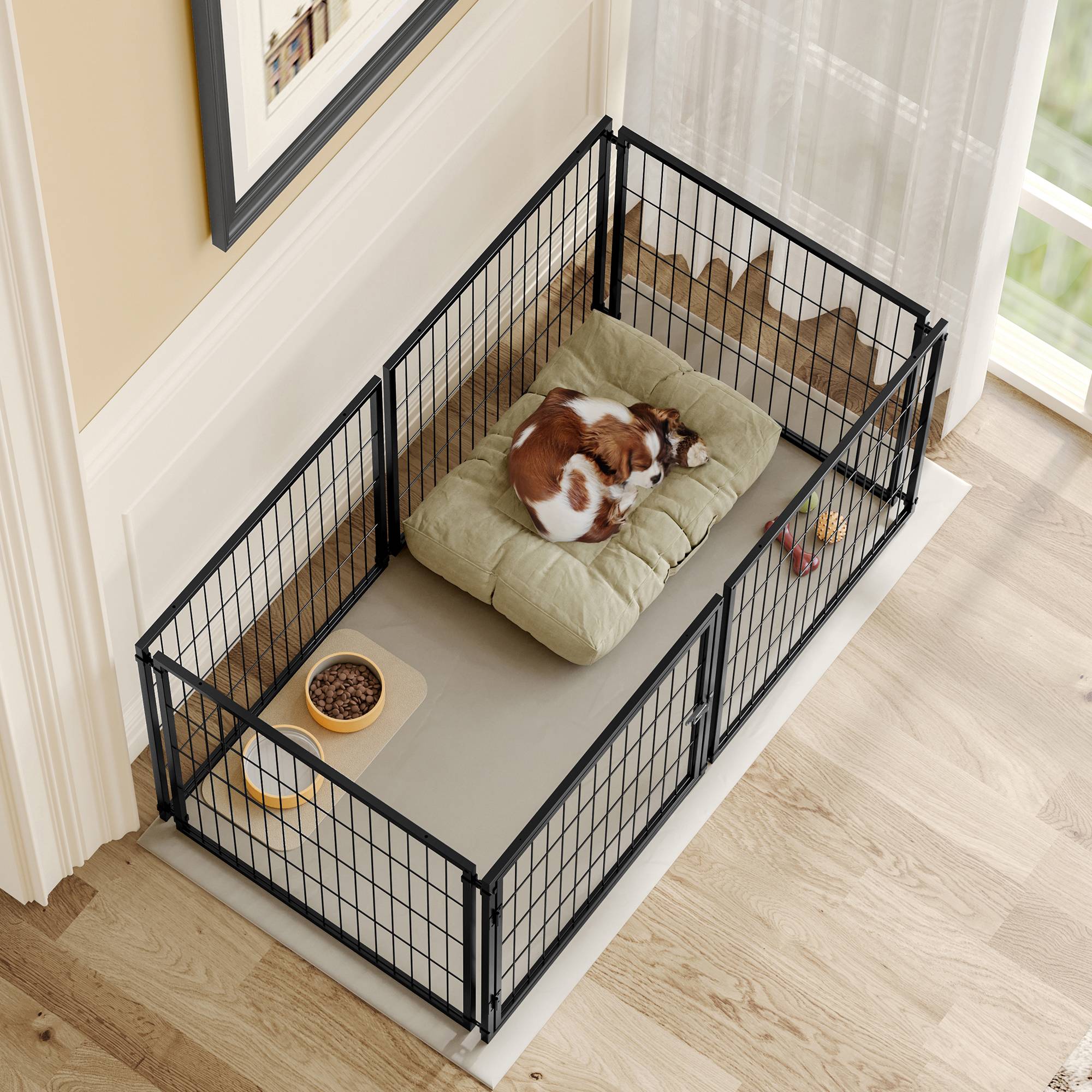 Parc modulaire pour chien acier anti-rouille porte flexible 122x67x60.5cm noir - ComfortXL Outdoor Living - Image 3