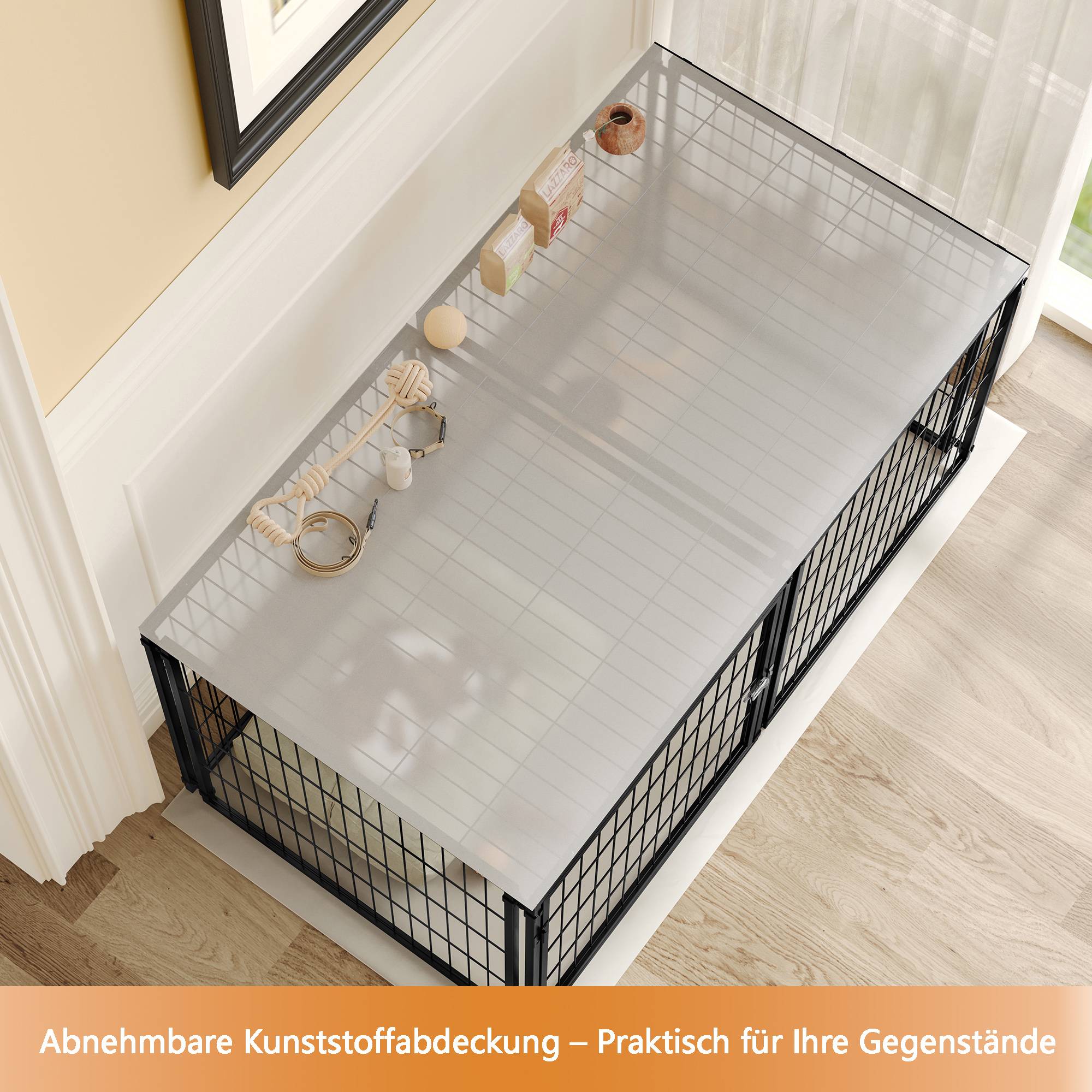 Parc modulaire pour chien acier anti-rouille porte flexible 122x67x60.5cm noir - ComfortXL Outdoor Living - Image 7