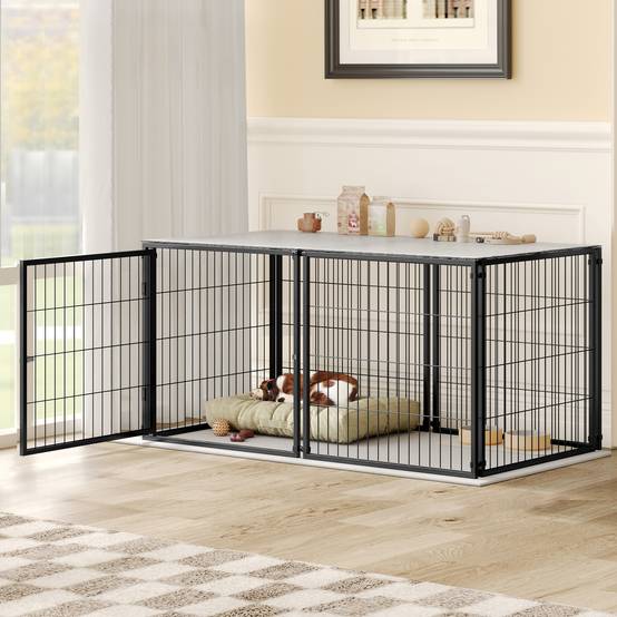 Parc modulaire pour chien acier anti-rouille porte flexible 122x67x60.5cm noir - ComfortXL Outdoor Living - Image 2