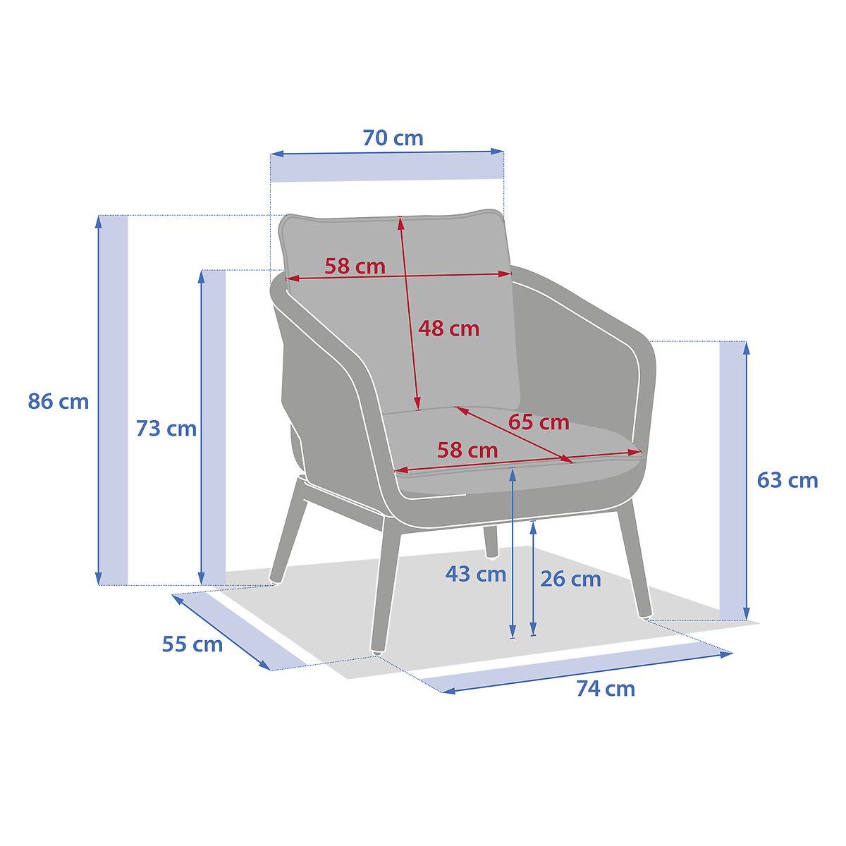 Hesperide - Fauteuil de salon de jardin "Orissa" taupe polyester et acier  Hespéride - Image 6