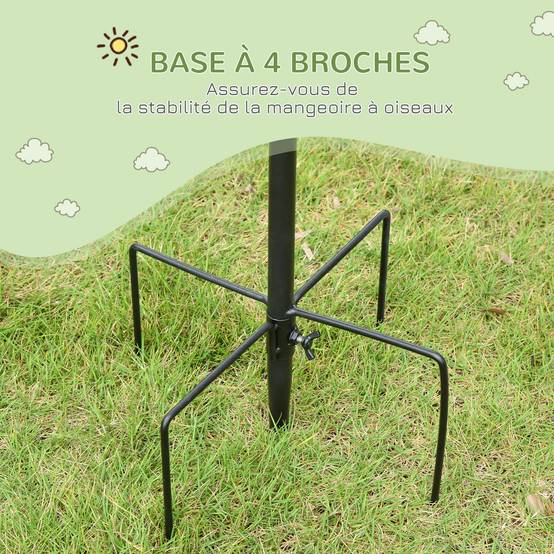 Station nourrissage oiseaux acier 4 crochets 3 mangeoires incluses 208cm noir - ComfortXL Outdoor Living - Image 8