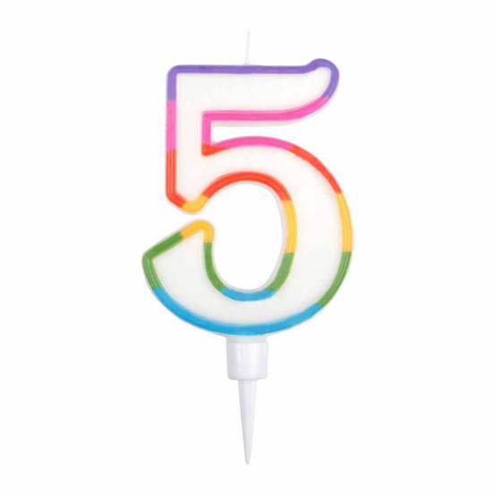 Bougie d'Anniversaire "Chiffre 5" 10cm Multicolore - Image 1