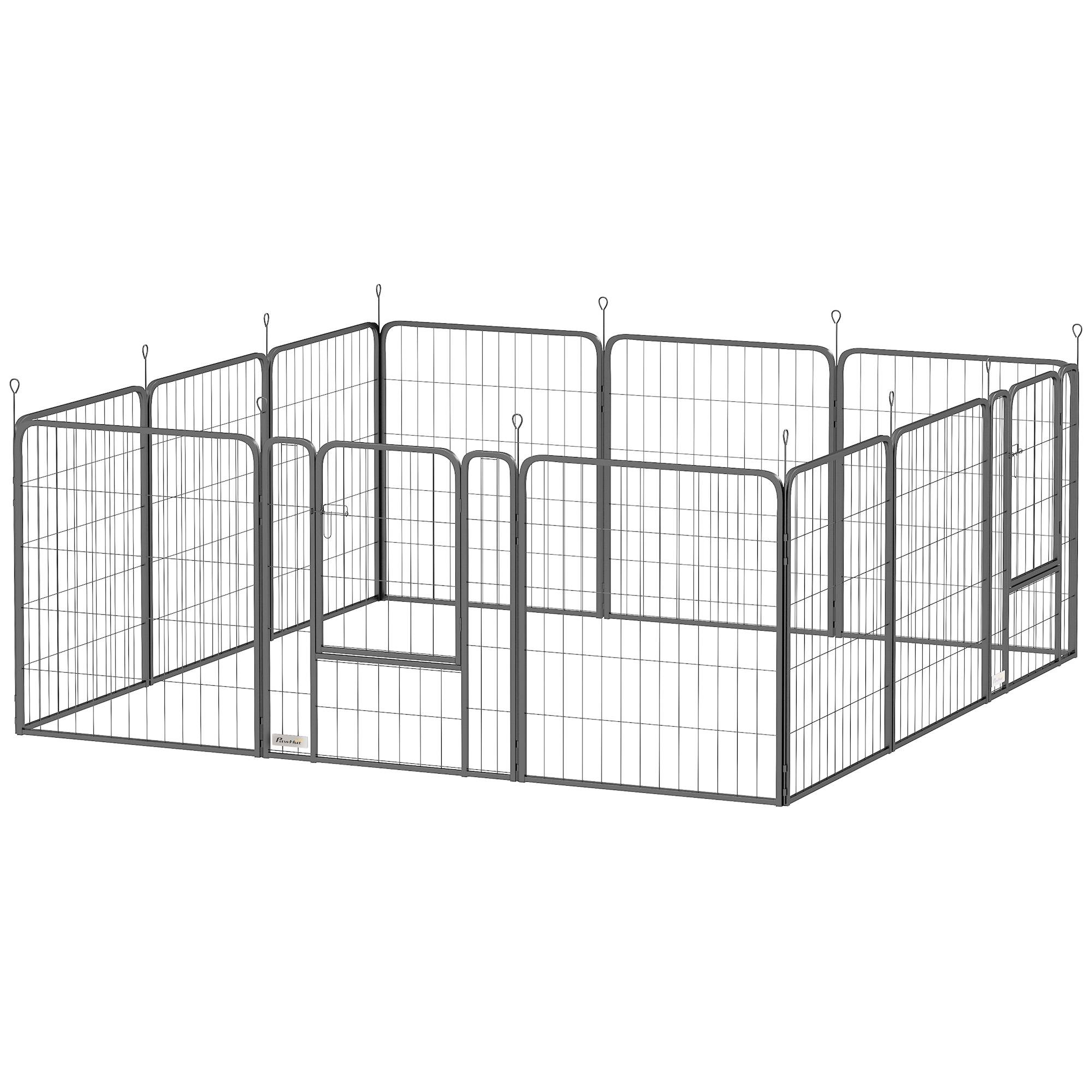 Parc pour chien, enclos chien 12 panneaux modulable et pliable, portable en acier avec porte 68 x 80 noir - Image 2
