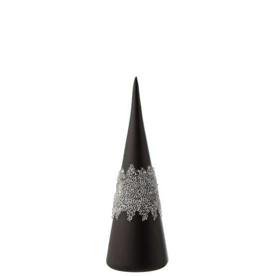Cône avec ligne de diamant en verre noir H28cm - J-Line