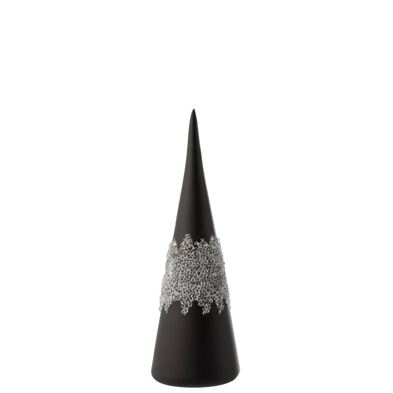 Cône avec ligne de diamant en verre noir H28cm - J-Line