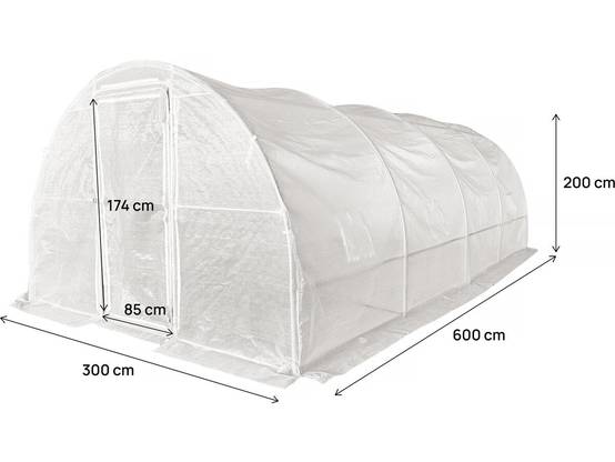 Habitat Et Jardin - Serre Tunelle De Jardin Avec Porte 6 X 3 M "mimosa" - 18 M² - 180g - Blanc -habitat Et Jardin - Image 4