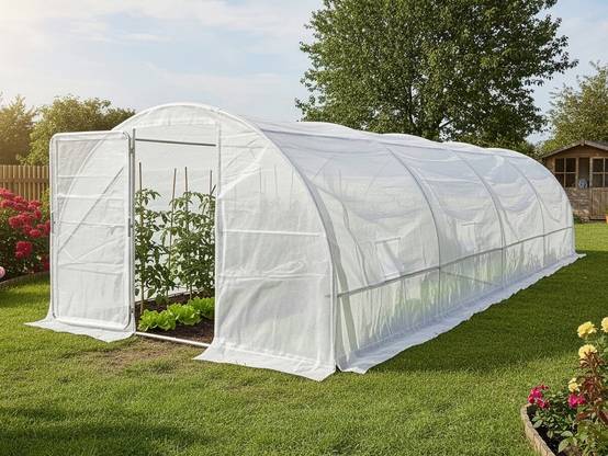Habitat Et Jardin - Serre Tunelle De Jardin Avec Porte 6 X 3 M "mimosa" - 18 M² - 180g - Blanc -habitat Et Jardin - Image 2
