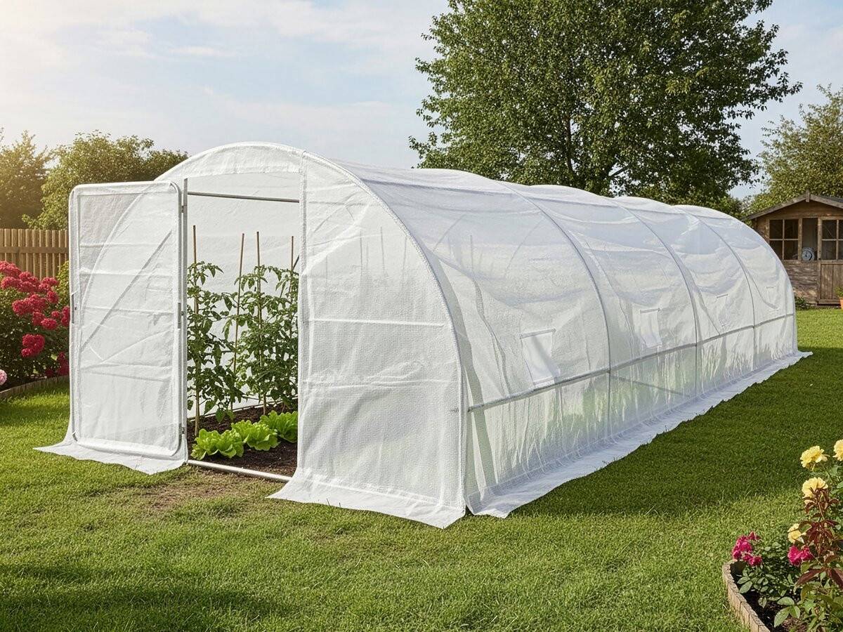 Habitat Et Jardin - Serre Tunelle De Jardin Avec Porte 6 X 3 M "mimosa" - 18 M² - 180g - Blanc -habitat Et Jardin - Image 2