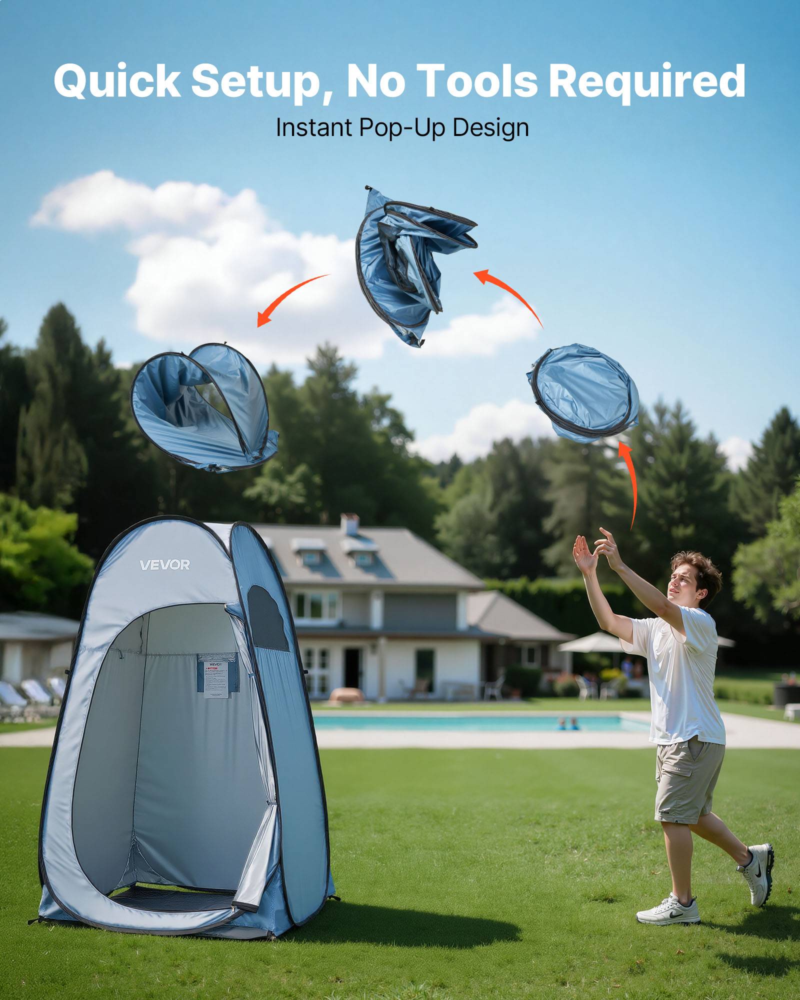Vevor - VEVOR Tente de douche pop-up portable, abri d’intimité extérieur pour camping, plage, pêche, polyester 190T, sac de douche et accessoires - Image 4