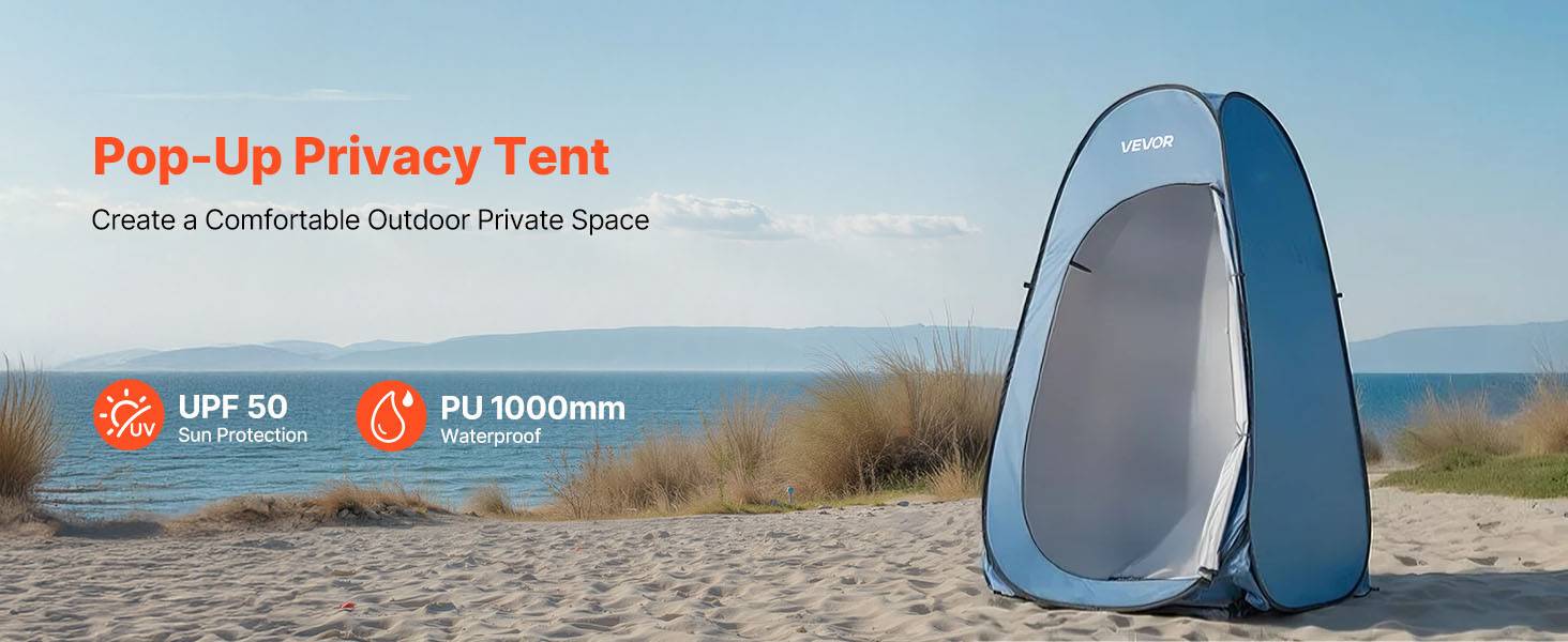 Vevor - VEVOR Tente de douche pop-up portable, abri d’intimité extérieur pour camping, plage, pêche, polyester 190T, sac de douche et accessoires - Image 9