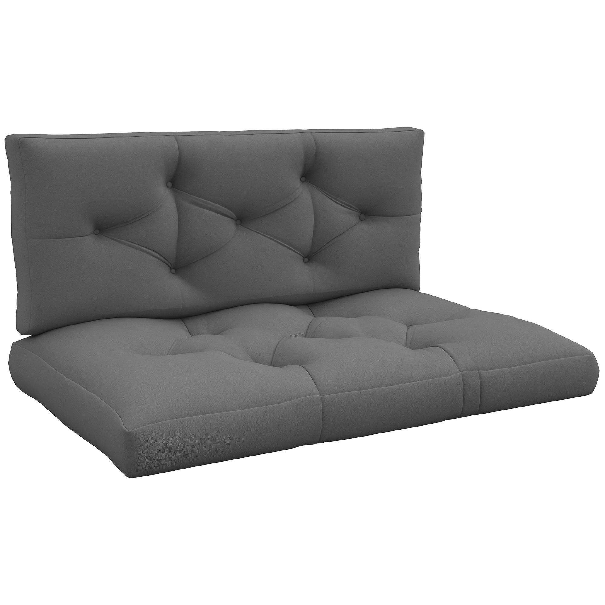 Ensemble de 2 coussins pour canapé palette 2 places dim. 120L x 80l x 12H cm Polyester gris - Image 1
