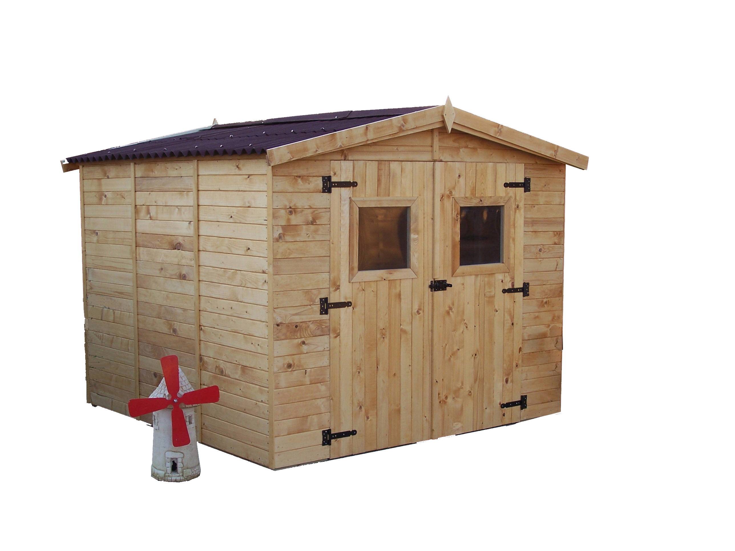 Habrita - Abri Panneau bois massif avec plancher / 16 mm / surface extérieure : 7,20 m2 / toiture plaques ondulées plus grande longévité - Image 4