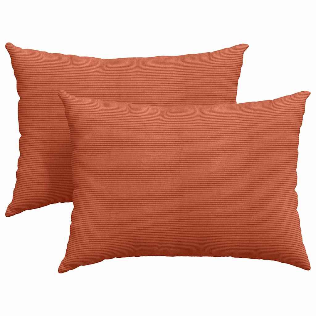 Coussins de Canapé (x2) Velours Côtelé Housse Amovible pour Chambre et Salon Rouge Orange 70x50 cm – ComfortXL Outdoor Living - Image 2