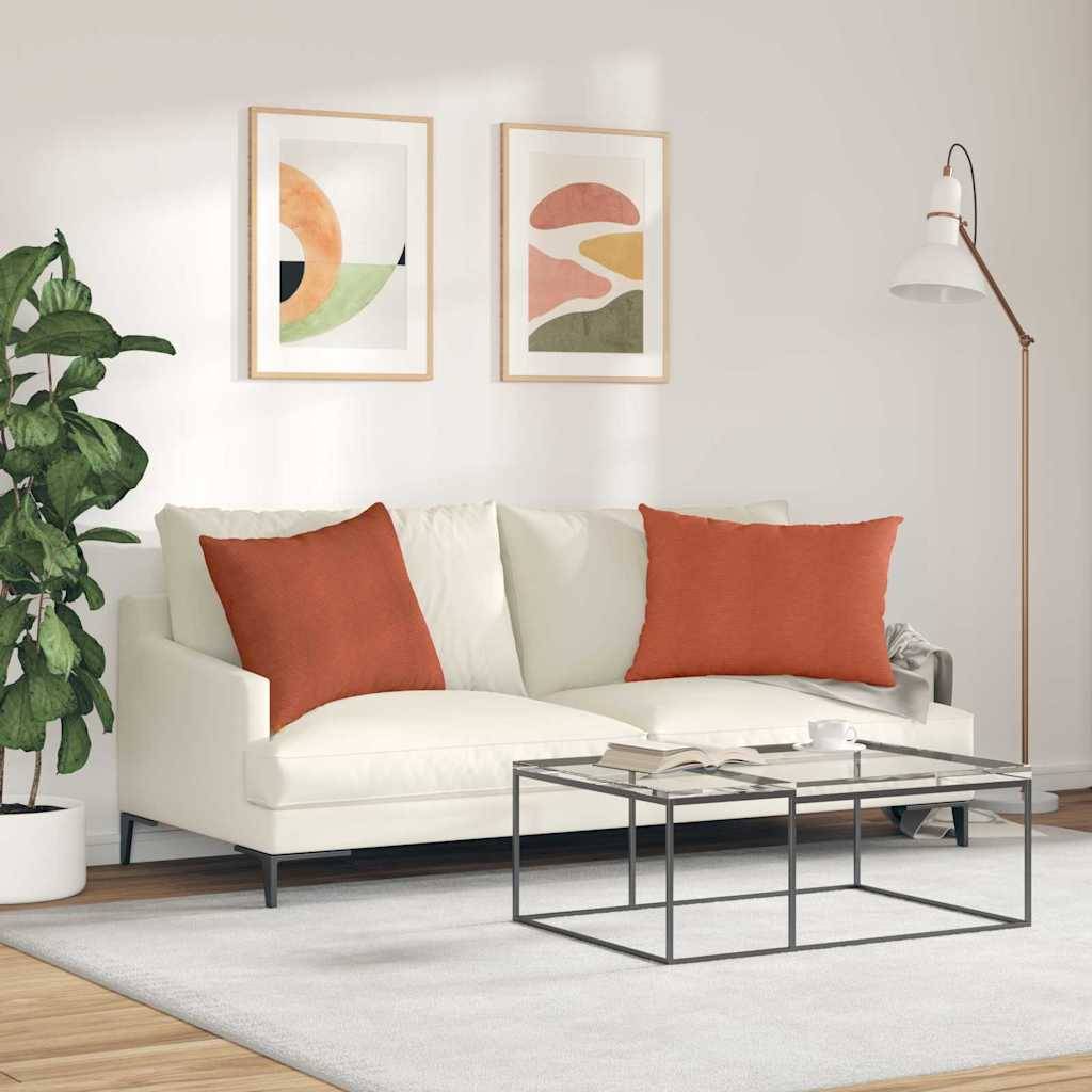 Coussins de Canapé (x2) Velours Côtelé Housse Amovible pour Chambre et Salon Rouge Orange 70x50 cm – ComfortXL Outdoor Living - Image 4