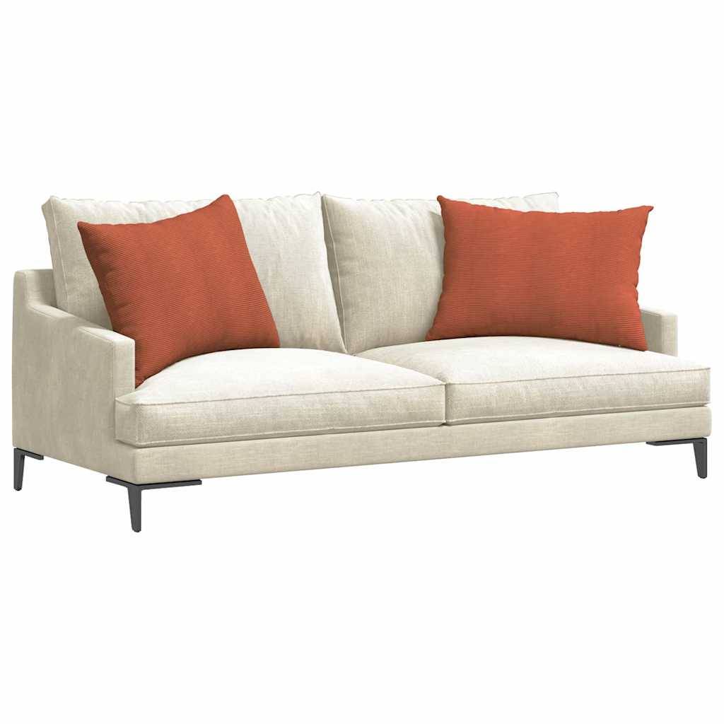 Coussins de Canapé (x2) Velours Côtelé Housse Amovible pour Chambre et Salon Rouge Orange 70x50 cm – ComfortXL Outdoor Living - Image 3
