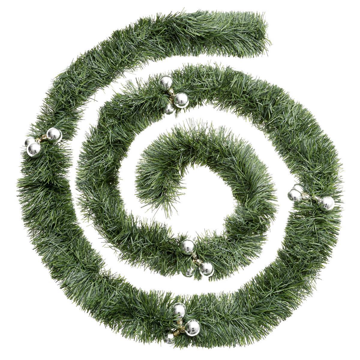 Atmosphera - Guirlande de Noël verte boules argent en plastique D10 x 270cm - Atmosphera Créateur d'intérieur