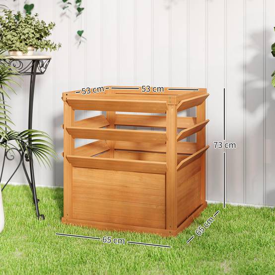 Jardinière avec treillis bois sapin jardin potager extérieur 65x65x73cm marron - ComfortXL Outdoor Living - Image 5