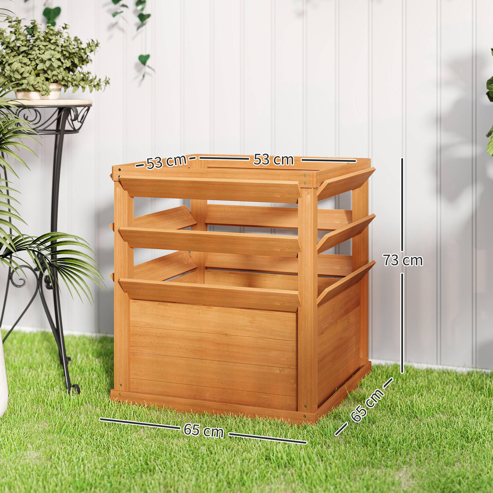 Jardinière avec treillis bois sapin jardin potager extérieur 65x65x73cm marron - ComfortXL Outdoor Living - Image 5