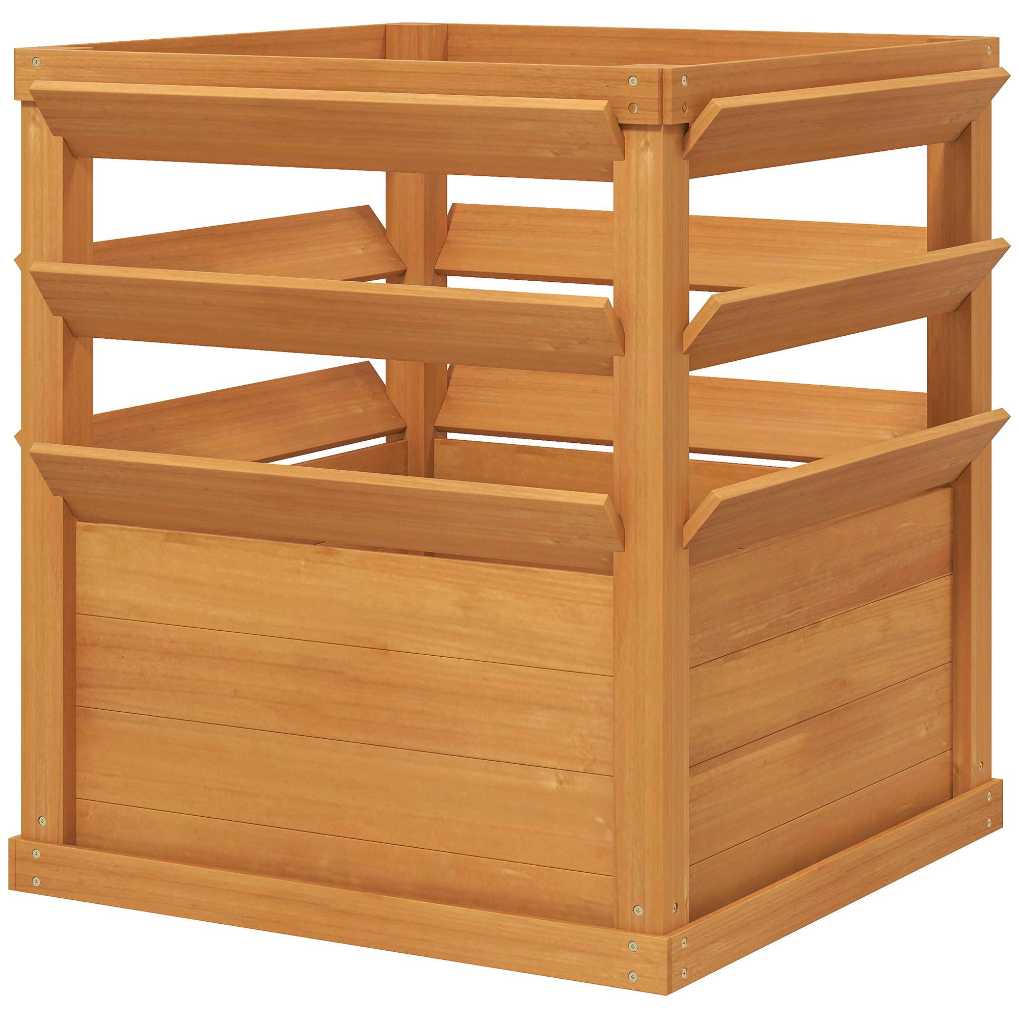 Jardinière avec treillis bois sapin jardin potager extérieur 65x65x73cm marron - ComfortXL Outdoor Living - Image 2