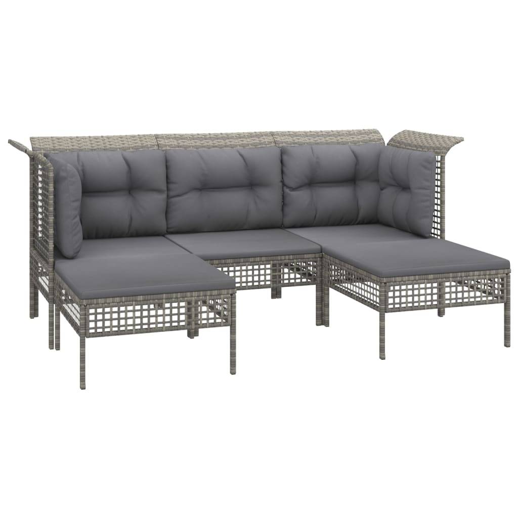 Helloshop26 - Salon de jardin meuble d'extérieur ensemble de mobilier 9 pièces avec coussins gris résine tressée - Image 2