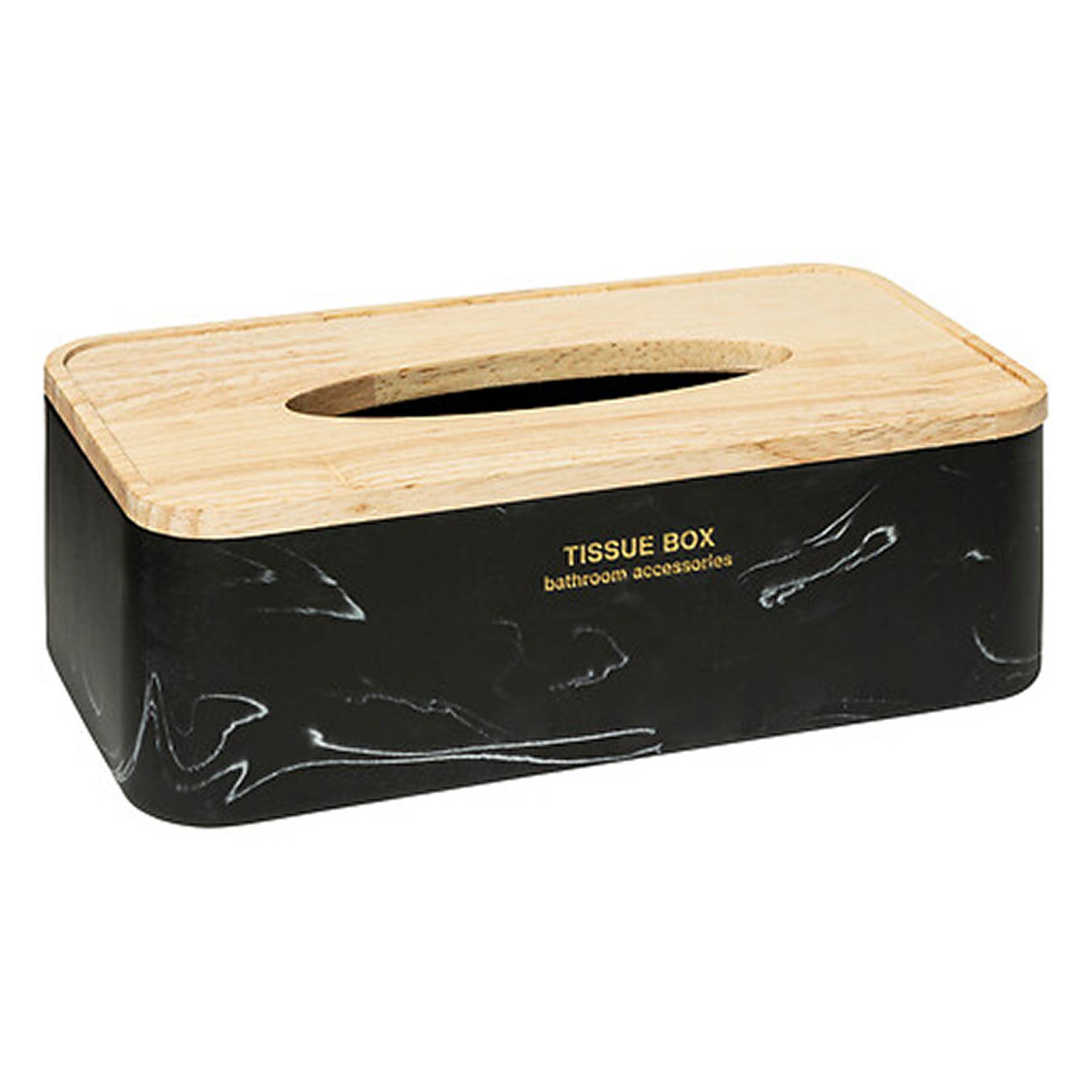 Boite à mouchoirs moderne avec couvercle en bois - Five Simply Smart - Bois/Résine - Noir