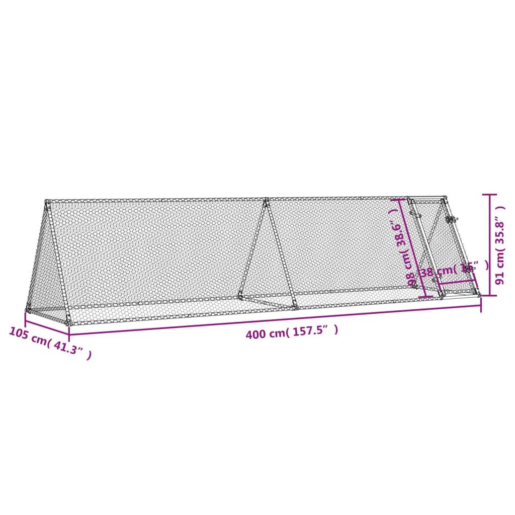 Maison Chic - Cage pour poules - Cage extérieur/intérieur argenté 400x105x91 cm acier galvanisé - Image 9
