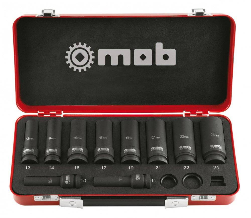 Coffret métallique de douilles impact longues 1/2'' 10 pièces - MOB - Image 1