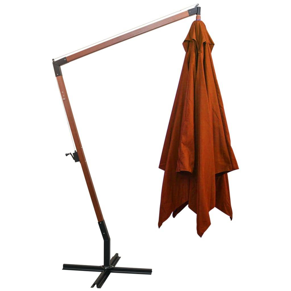 Helloshop26 - Parasol suspendu avec mât 3 x 3m bois de sapin massif orange - Image 3