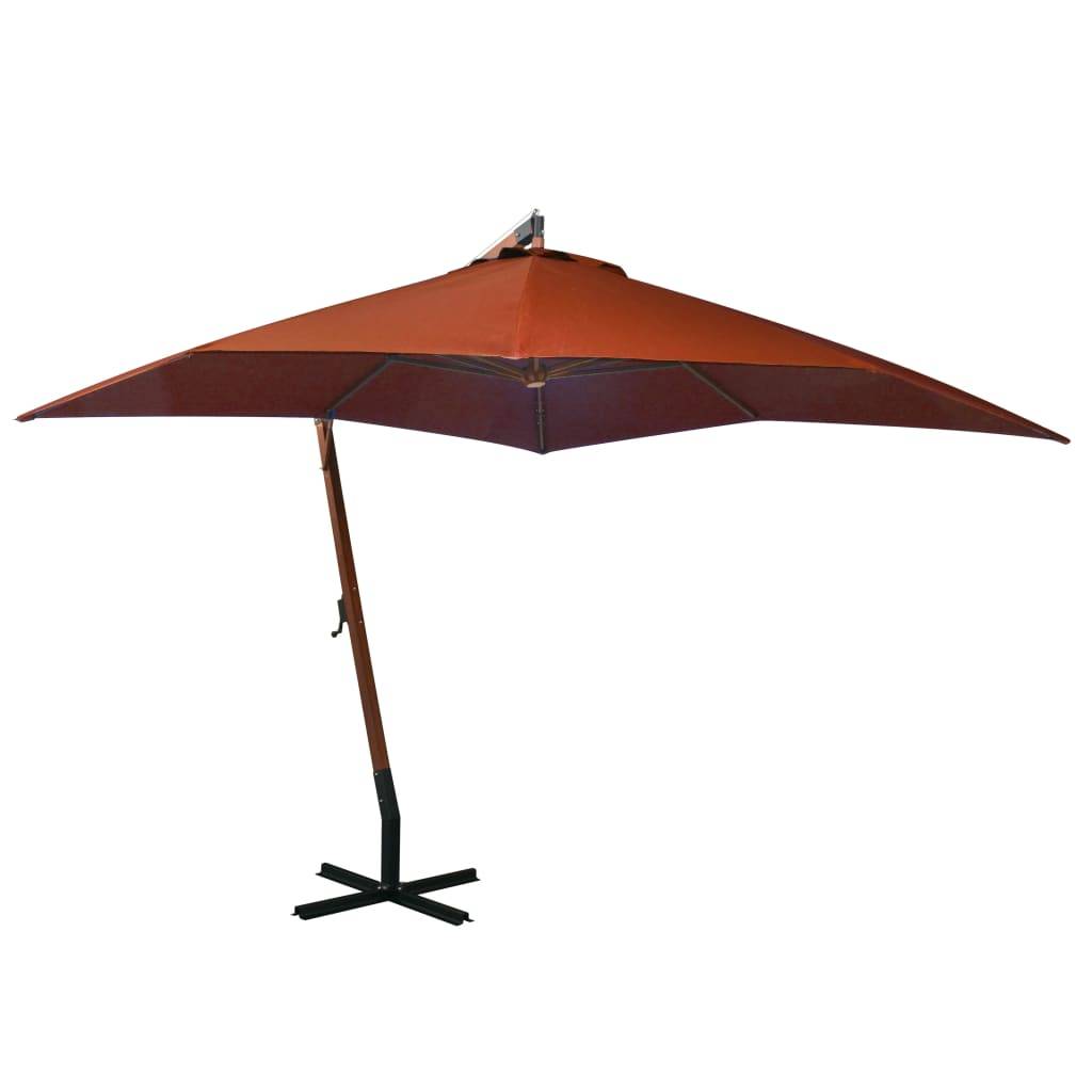 Helloshop26 - Parasol suspendu avec mât 3 x 3m bois de sapin massif orange - Image 1