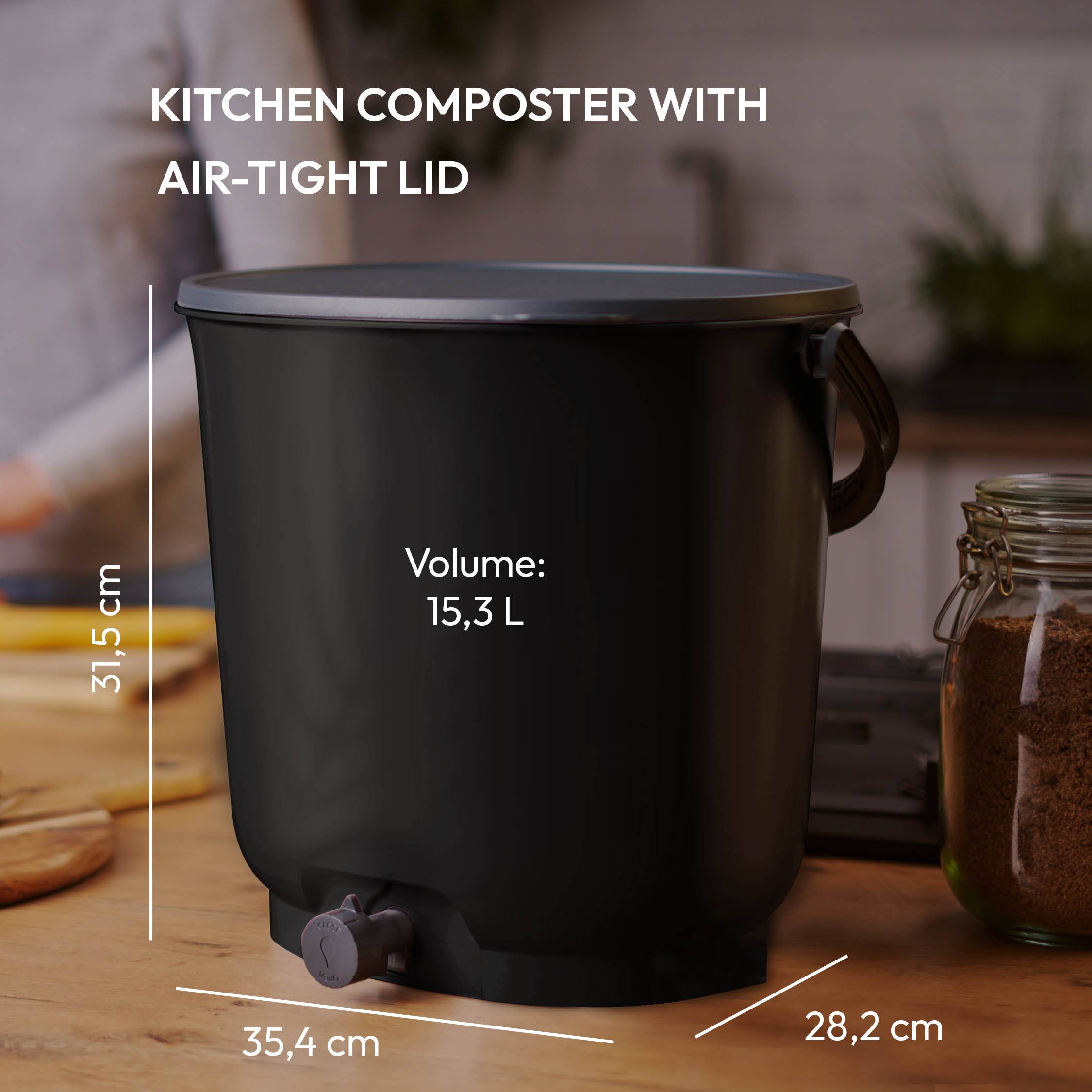 Composteur Bokashi Essential 15,3L +1Kg Brain,Noir - Image 4
